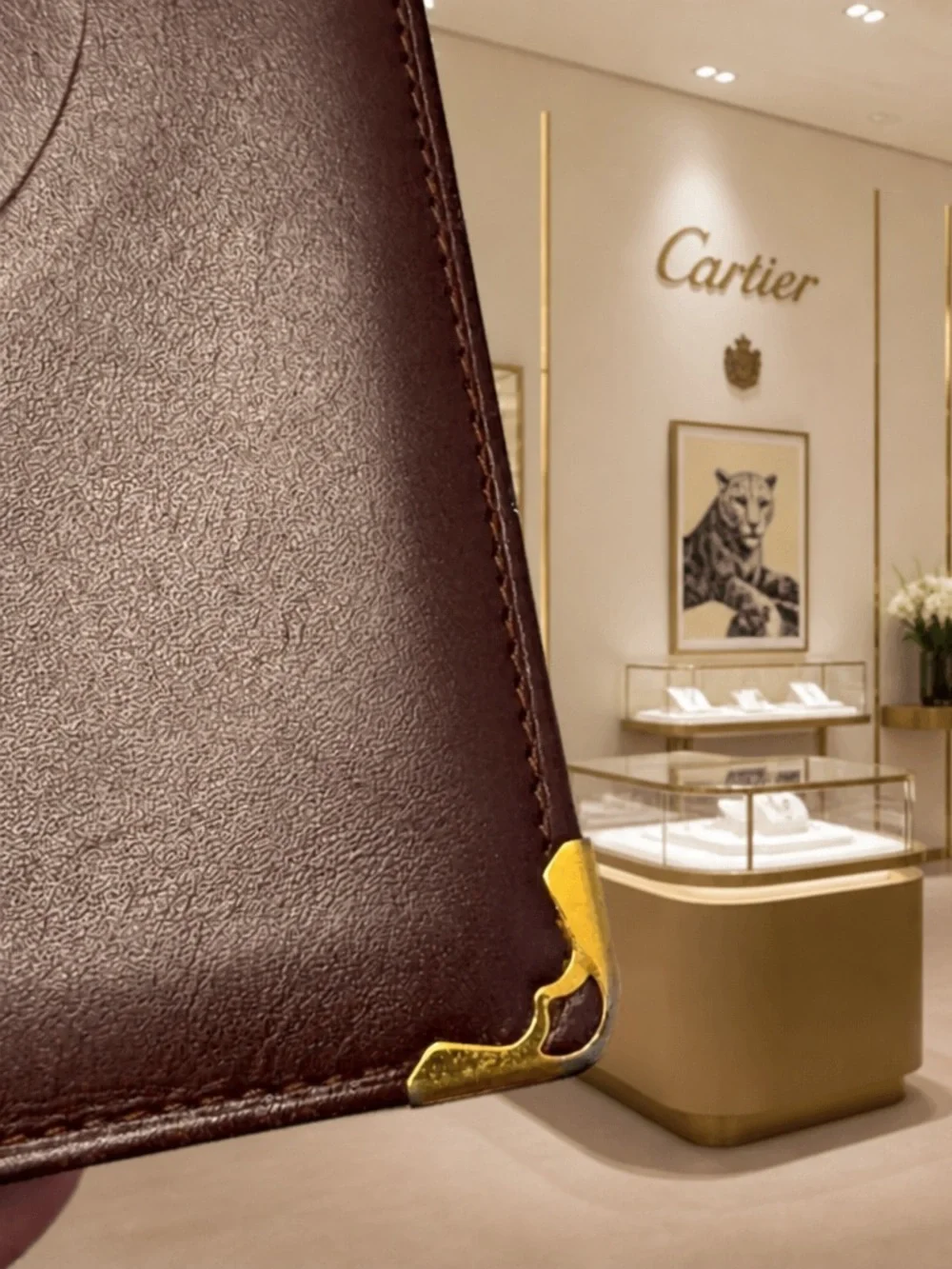 Cartier Paris Burgundy Leather Long Bifold Wallet & Checkbook Holder
